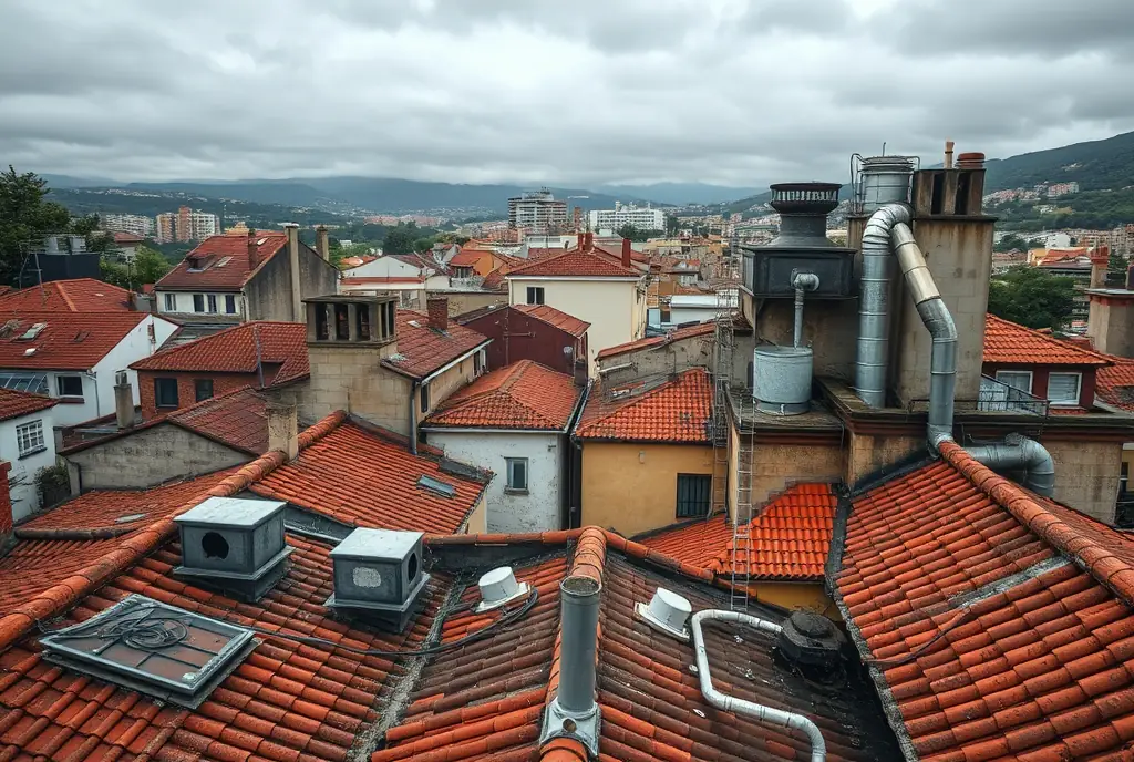 Salidas de extraccion en las cubiertas de Cantabria